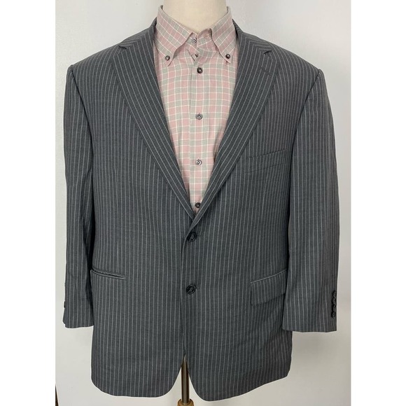 Samuelsohn Other - Men Samuelsohn Super 110s wool pinstripe 2-button lined blazer sportcoat, 44S